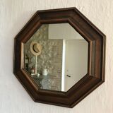 Octagonal mirror wooden frame