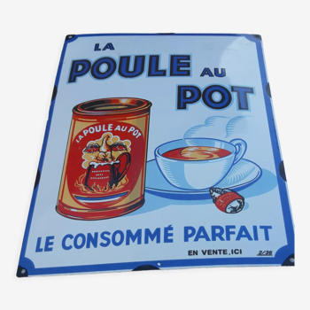 Enamelled plate "La Poule au Pot"