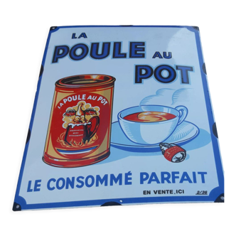 Enamelled plate "La Poule au Pot"