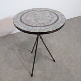 Mid-century mosaic tripod side table
