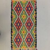 Vintage Turkish Mini Kilim 95x42 cm Wool Small Kelim Runner, shabby Chic