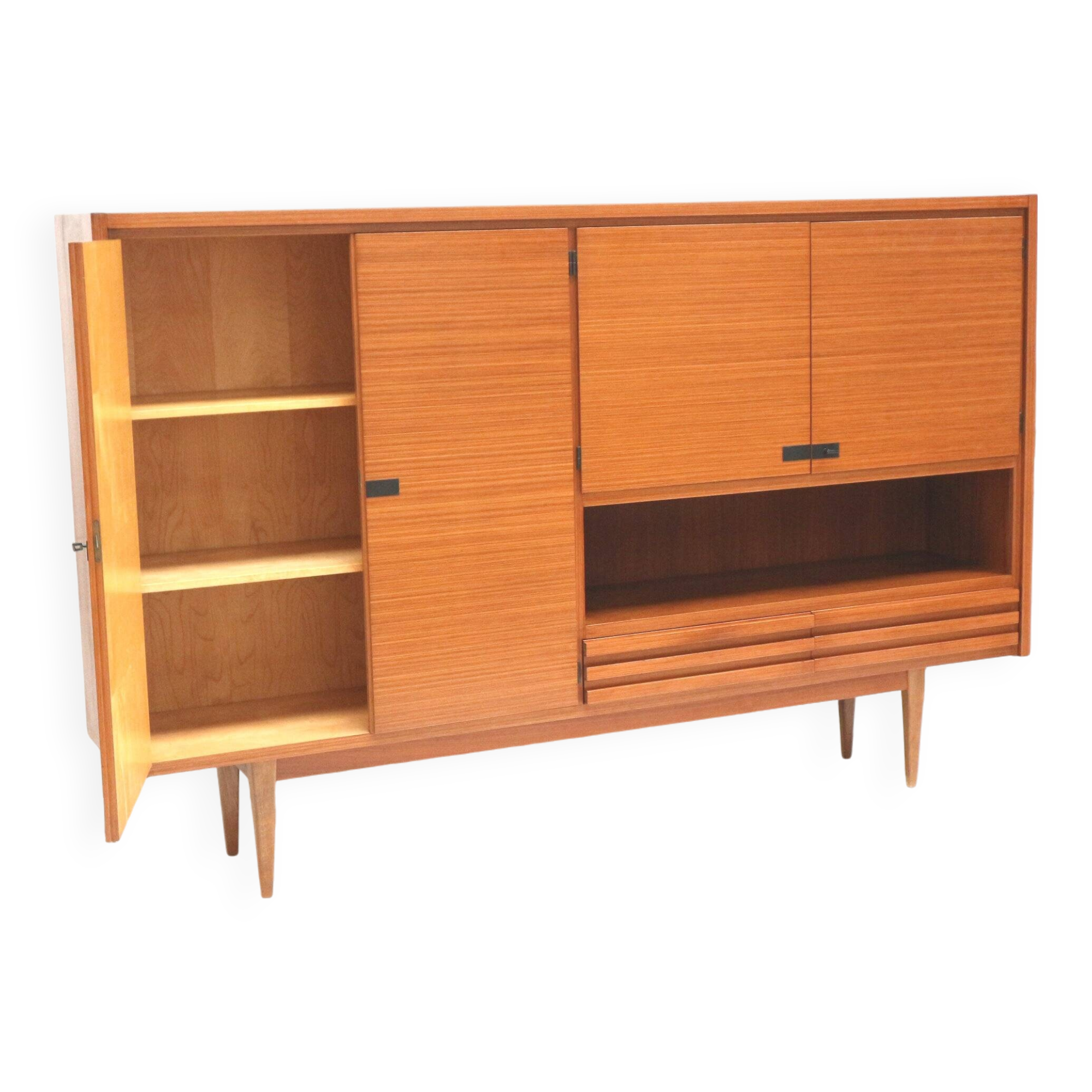 Large vintage highboard sideboard / wall unit made of teak from the 1960s