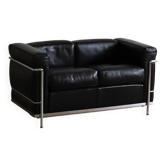 Canapé deux places vintage Cassina LC2 par Charlotte Perriand et Le Corbusier