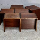 Set of 6 reversible bedside tables, 3 positions. Circa 1950