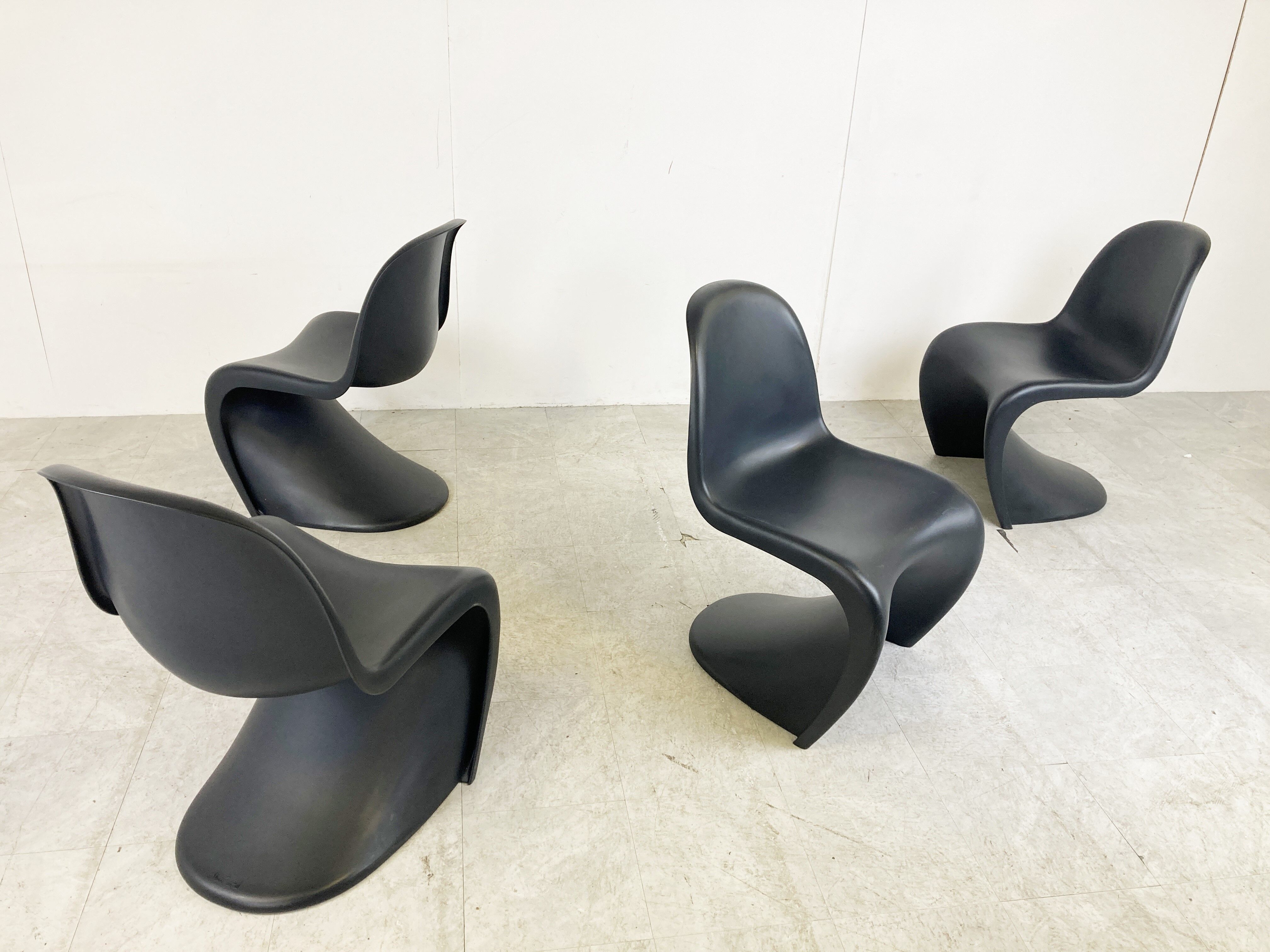 Black Panton dining chairs, set of 4