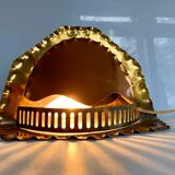 Unique mid century table lamp "fireplace" copper & brass, art deco, vintage light