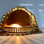 Unique mid century table lamp "fireplace" copper & brass, art deco, vintage light