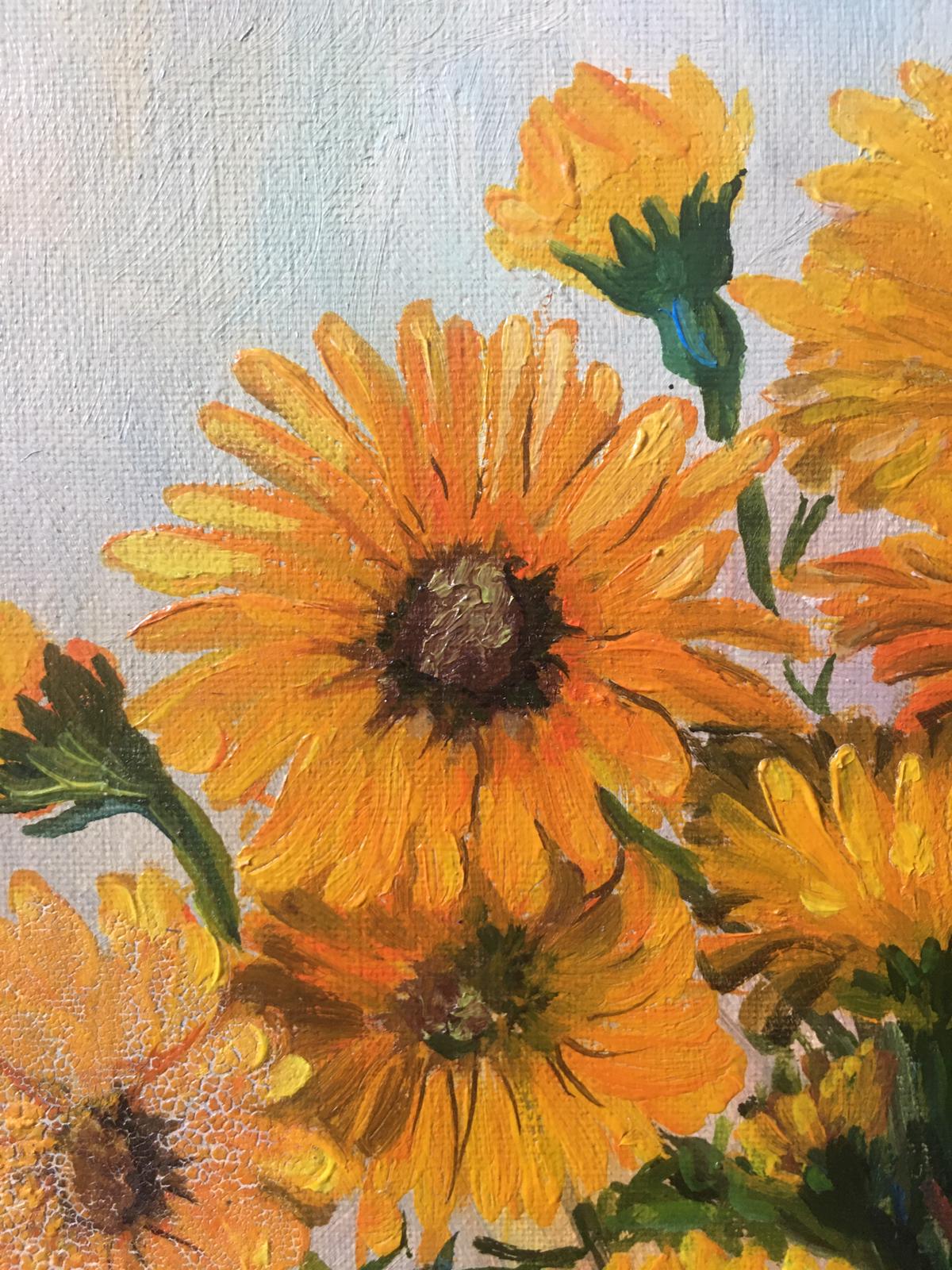 Painting by Viollet F. "Bouquet of yellow flowers"