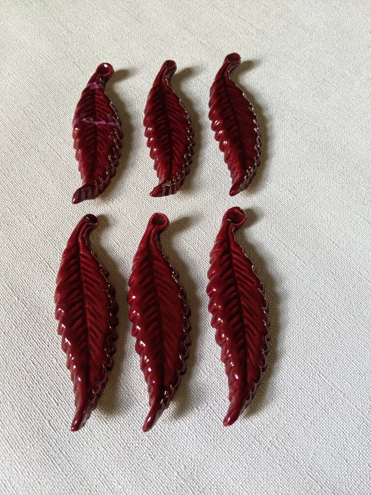 Handmade ceramic knife holder leaf decoration bohemian countryside