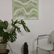 Textured wave effect painting by pleating in light green color. Contemporary. Ref Riviera