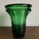1950s Médicis vase, large Art Deco with handles, made of green blown glass.