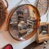 Miroir vintage en plastique orange seventies