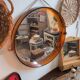Miroir vintage en plastique orange seventies