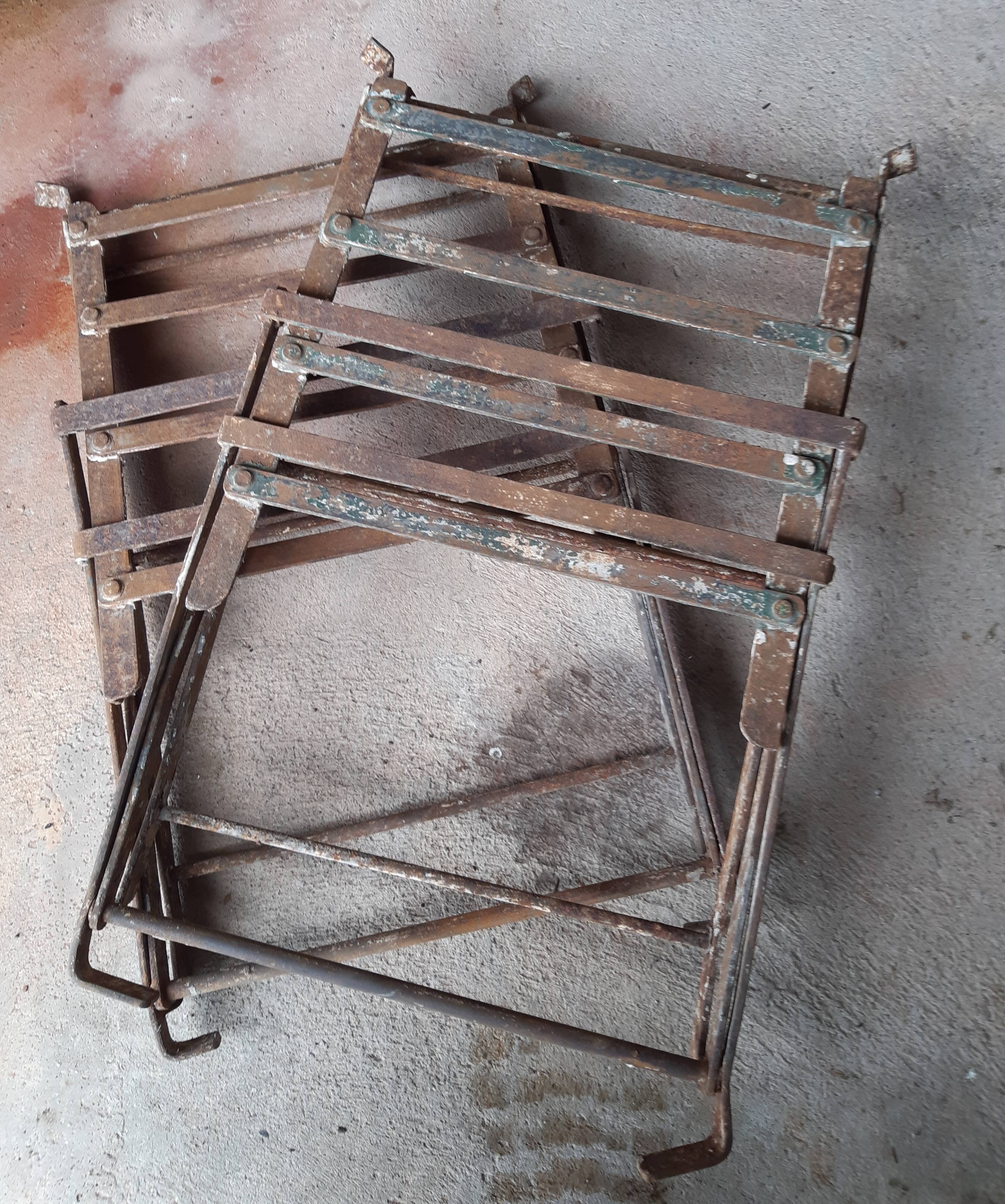 Pair of children's garden chairs, folding, all metal, retro 50s
