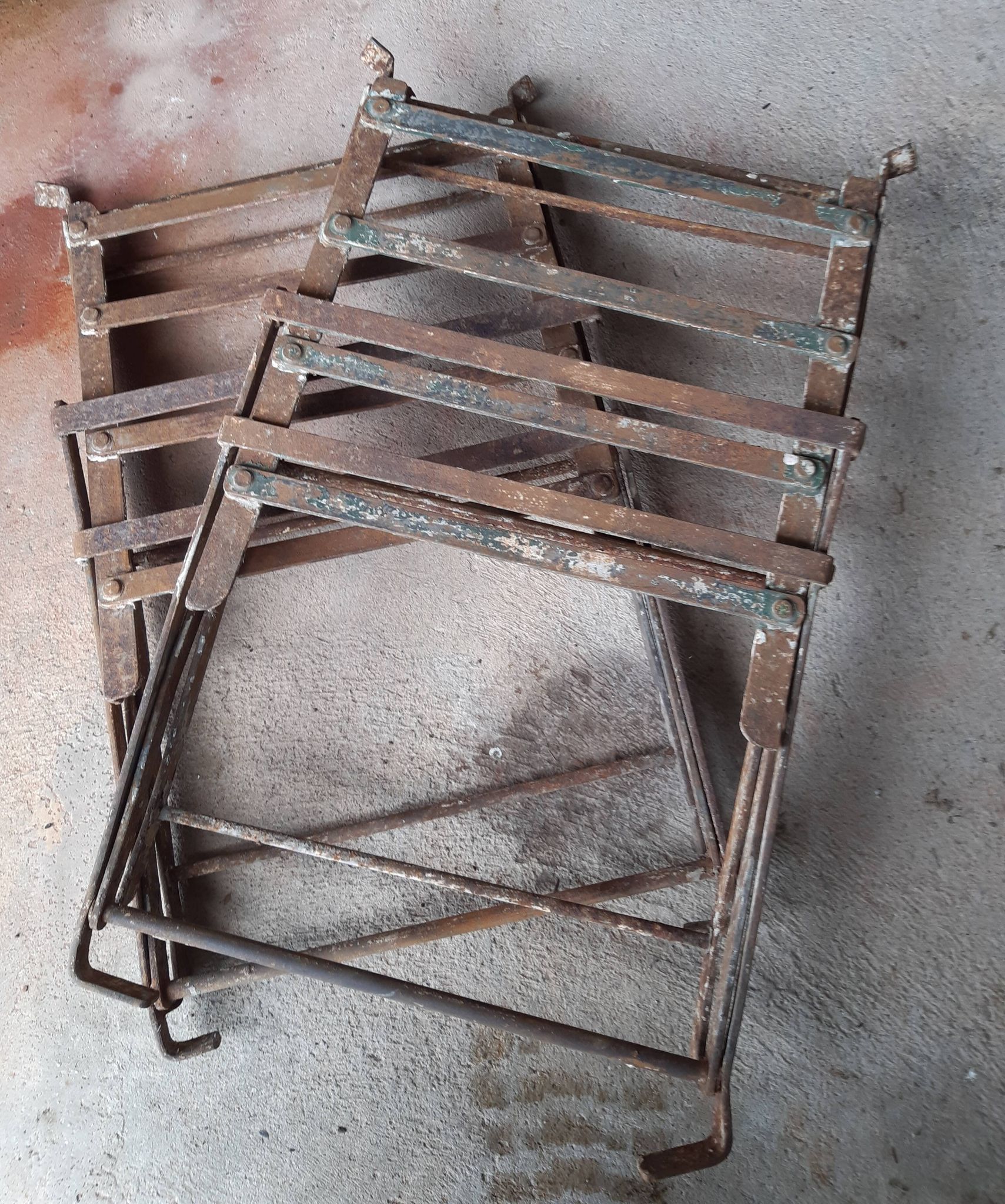 Pair of children's garden chairs, folding, all metal, retro 50s