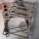 Pair of children's garden chairs, folding, all metal, retro 50s