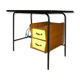 bureau vintage en bois métal et formica jaune