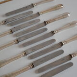 12 dessert knives old metal silver monogram
