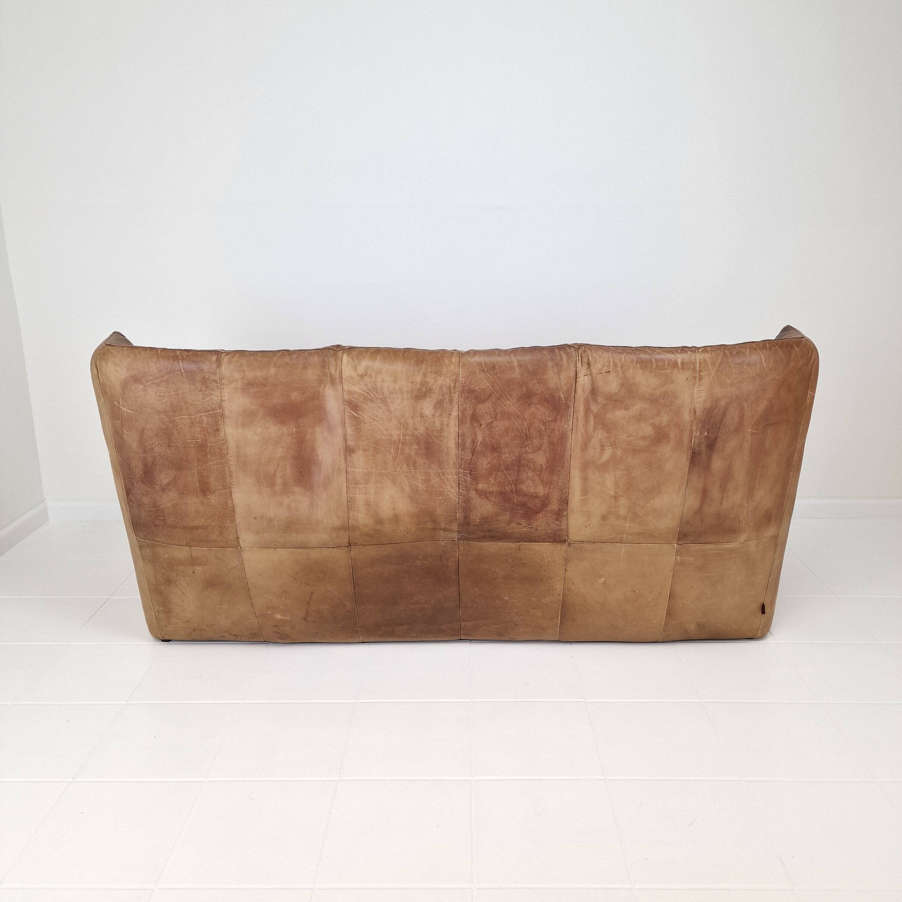 High Back Sofa By Gerard van den Berg for Montis in Cognac Leather, 1980's