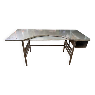 Large 1930s brushed stainless steel postal sorting desk