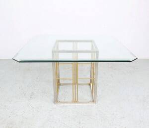 Vintage brass and glass dining table, 1970s
