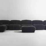 Modular "Patate" sofa in black corduroy velvet by Airborne, France 1970s