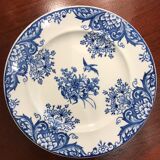 Set of 8 Longwy blue dessert plates