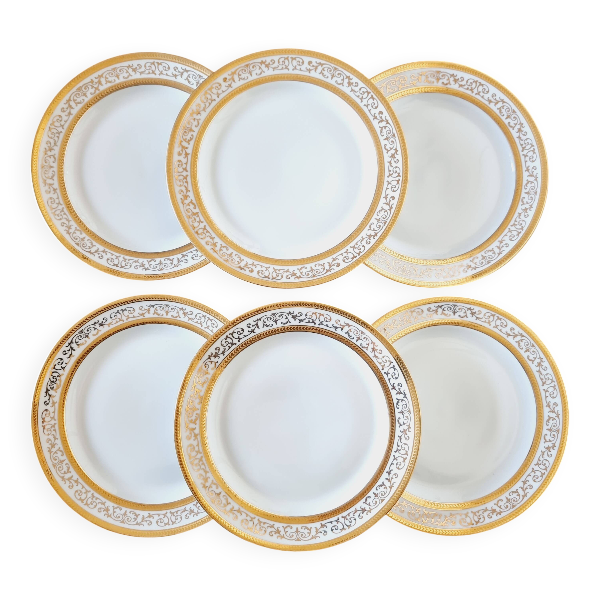 Ensemble de 6 assiettes à dessert ou à hors-d'œuvre en porcelaine fine de L