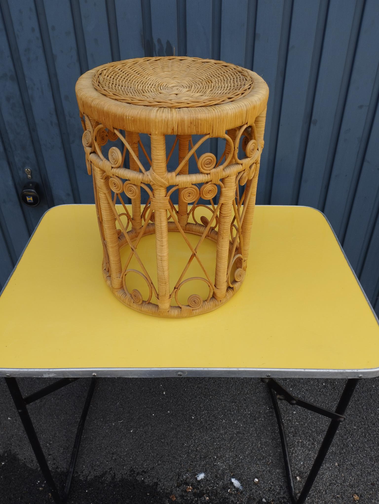 Peacok vintage bohemian chic rattan stool