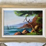 Old landscape painting calanques signed