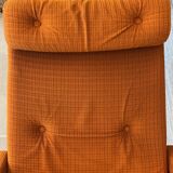 Lama 1970 relax armchair, orange velvet lounge chair