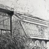 Nicole Bouharmont, Serres et jardin des plantes. pointe sèche signée au crayon