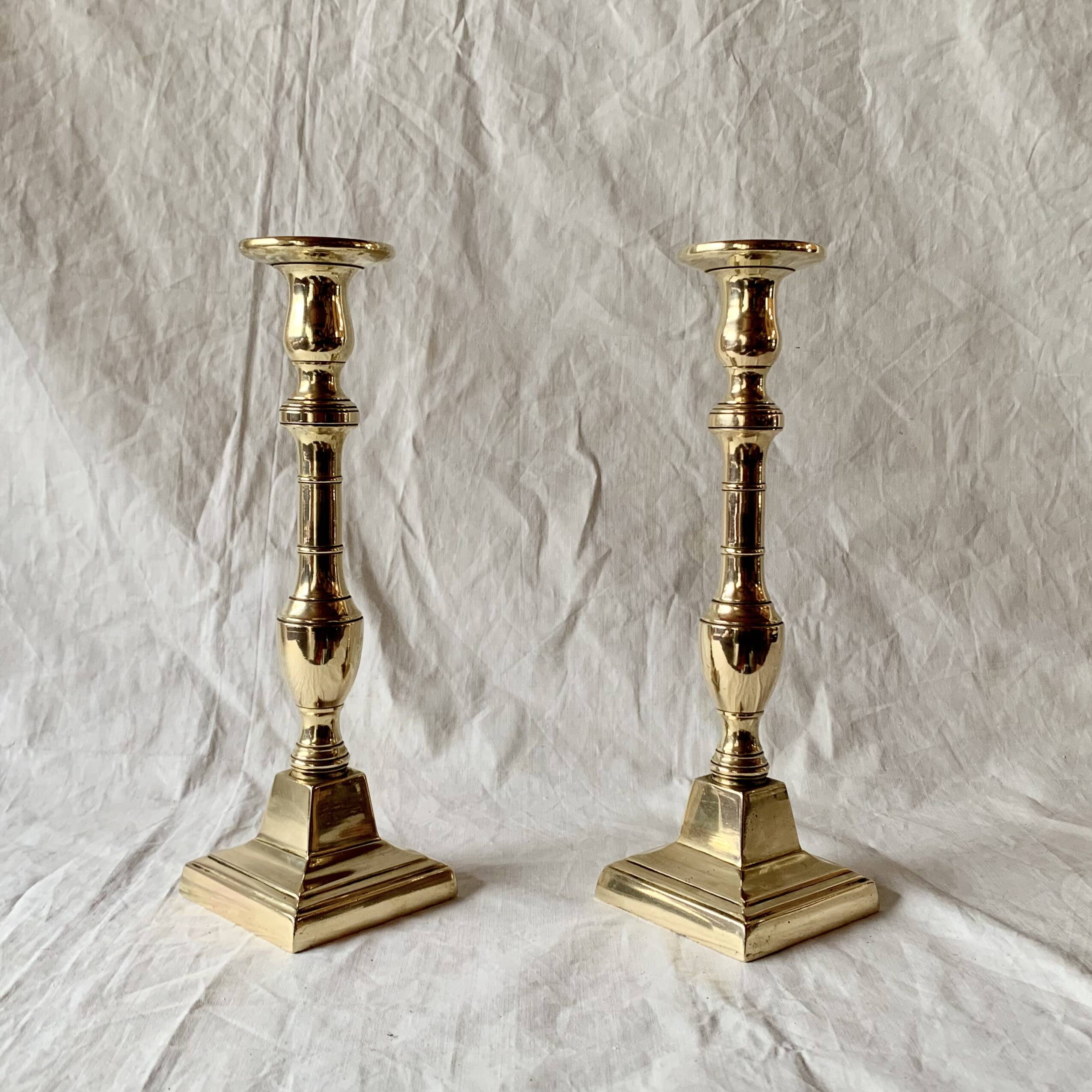 Pair of antique brass candlesticks