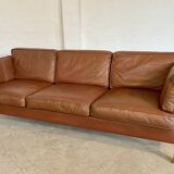 Vintage danish mid century mogens hansen 3 person cognac leather sofa 1960,s