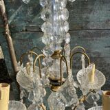 Chandelier with bronze and crystal grapevines