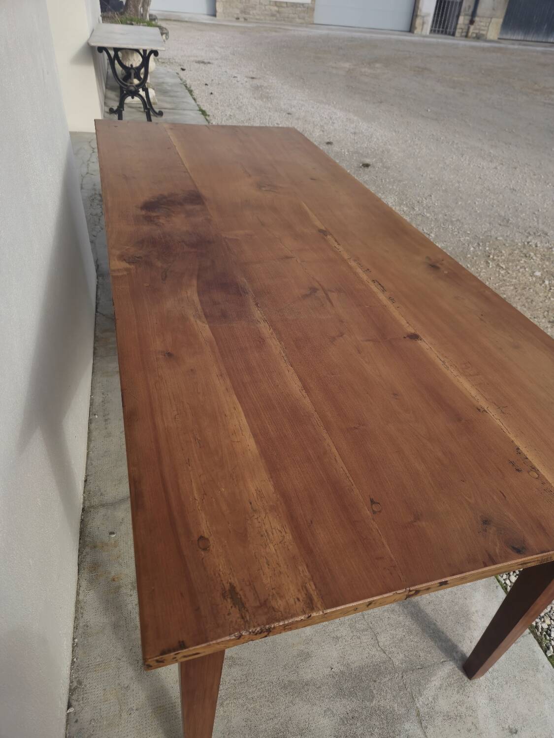 Rustic farmhouse table in solid cherry wood 19th century - 1m91.5