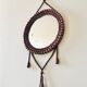 Miroir mural vintage en perles de bois