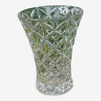 Vase en verre ciselé vintage verre transparent