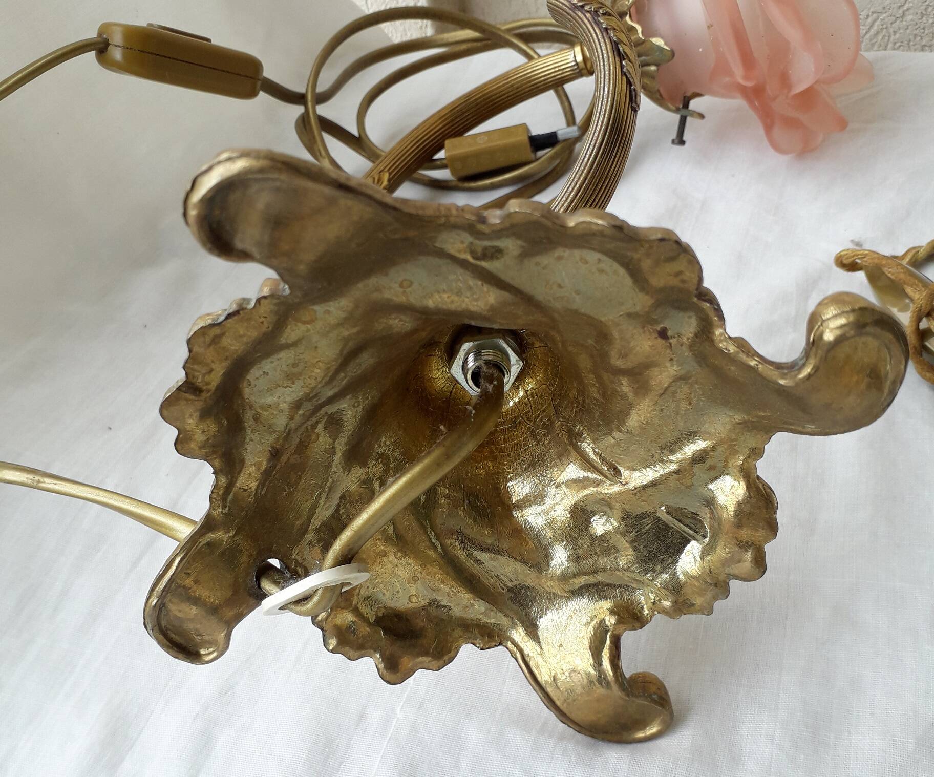 2 bronze and glass lamps