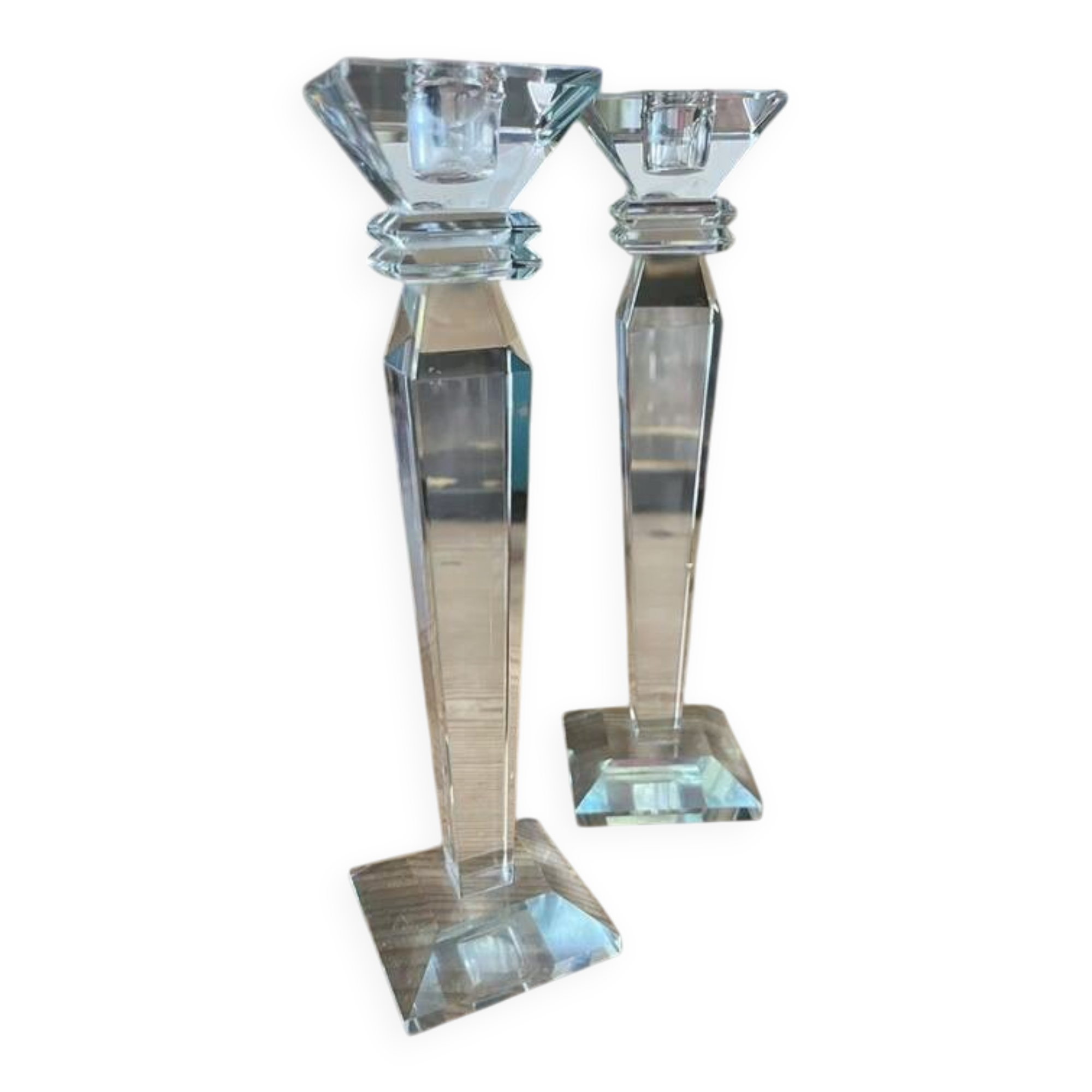 Pair of crystal candlesticks