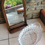 Arched rattan mirror with shelf/vintage 60s-70s