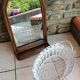 Arched rattan mirror with shelf/vintage 60s-70s