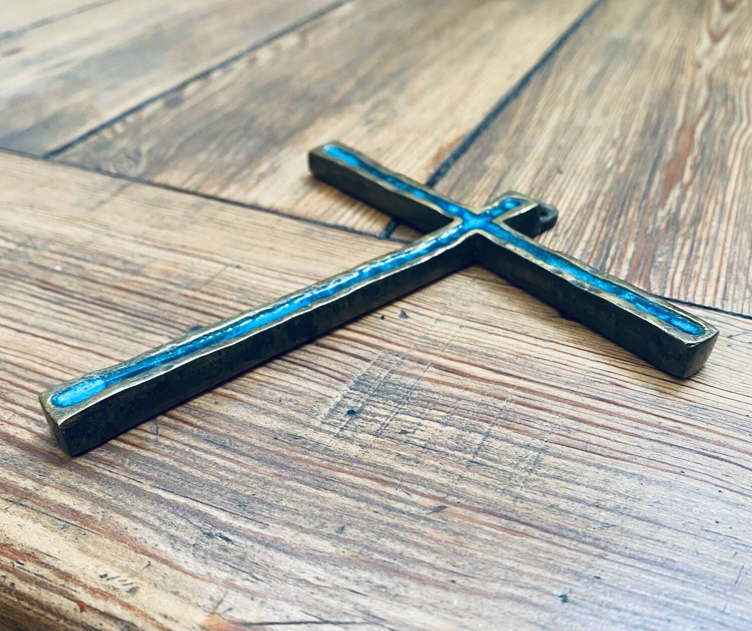 Piéchaud enameled bronze wall cross.