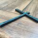 Piéchaud enameled bronze wall cross.