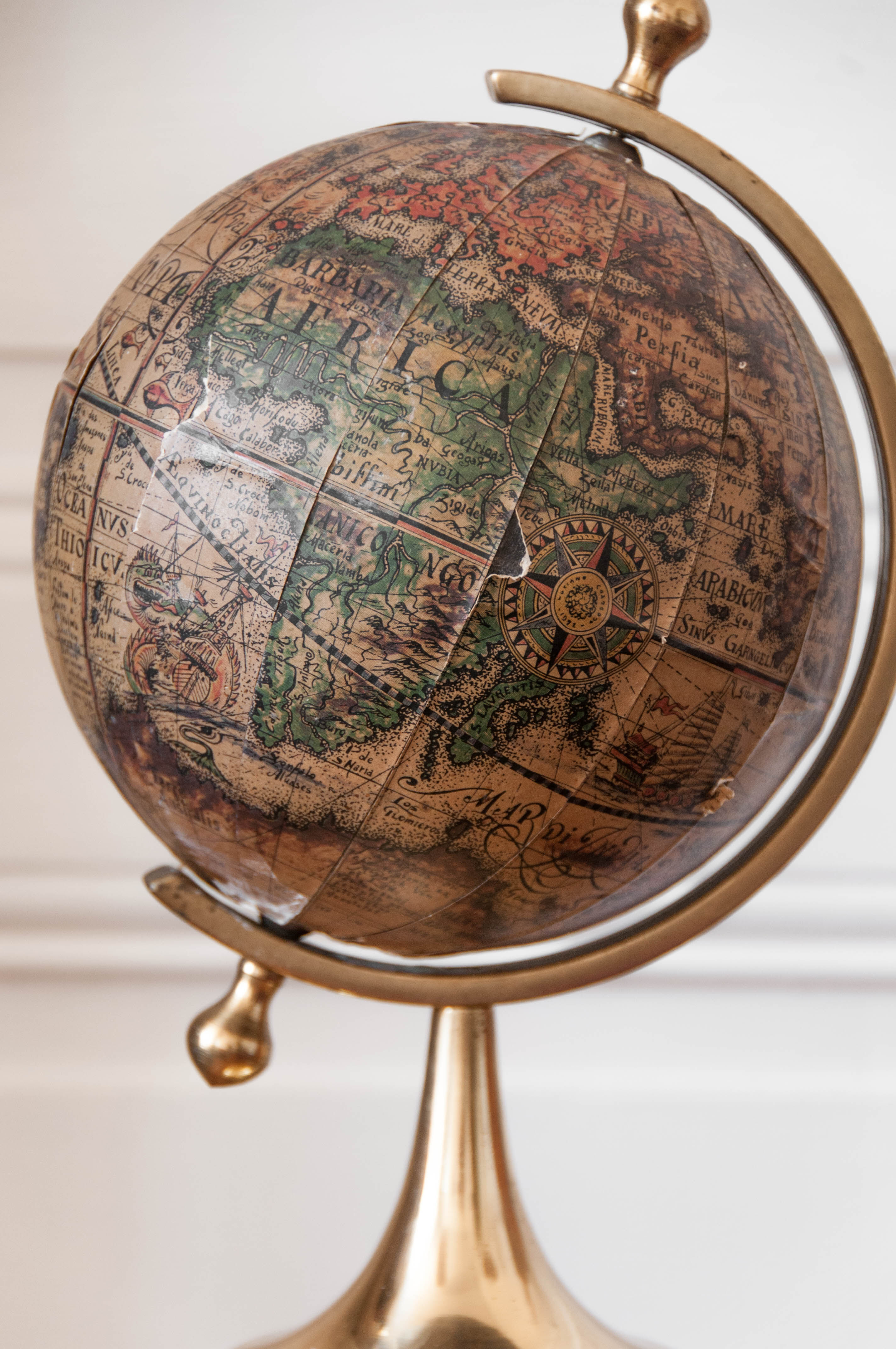 Brass earth globe - 1950