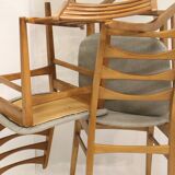 Set of 4 Scandinavian chairs year 50-60 restored anti-stain fabric gray cloud.
