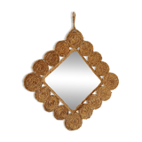 Vintage 1960s braided raffia mirror