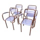 4 Chaises style tolix vintage -en métal et bois. 1950s. Vintage français. - jolie patine - intérieur ou extérieur couvert - peinture