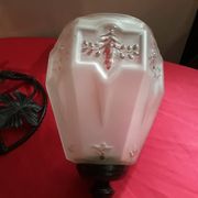 Wrought iron lamp and its opaque molded glass 1900 has 30 art deco electricity to the standard