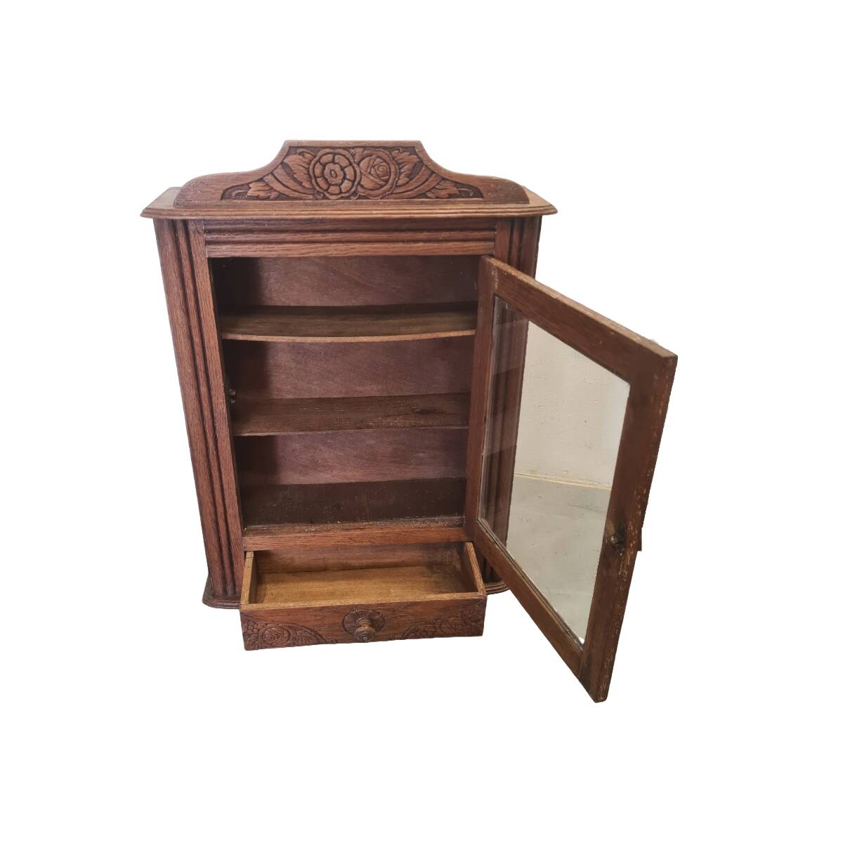 French Art Deco Oak Wall Cabinet, 1930s